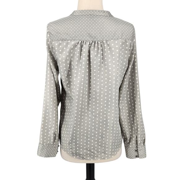 The Limited Polka Dot Henley Blouse – Women’s Medium Gray White Chic Classic - Picture 4 of 6